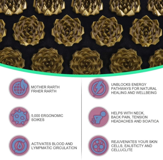 Acupressure Mat & Pillow Set – Back & Neck Pain Relief, Stress & Muscle Recovery (3-Piece)