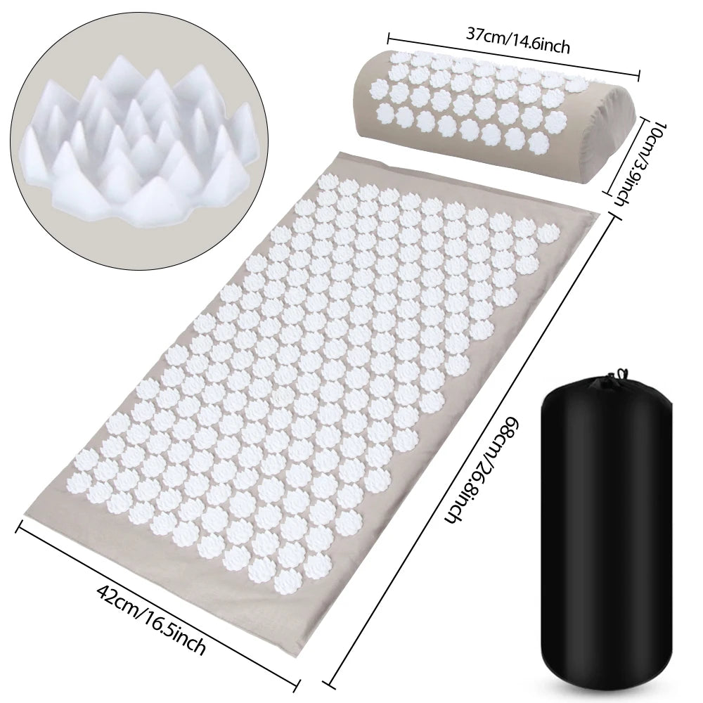 Acupressure Mat & Pillow Set – Back & Neck Pain Relief, Stress & Muscle Recovery (3-Piece)