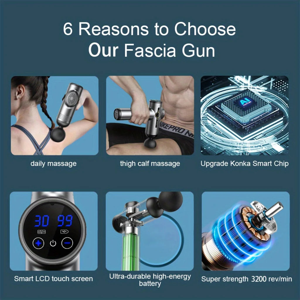 Deep Tissue Massage Gun — 6 to 99 Speed Settings, Whisper Quiet