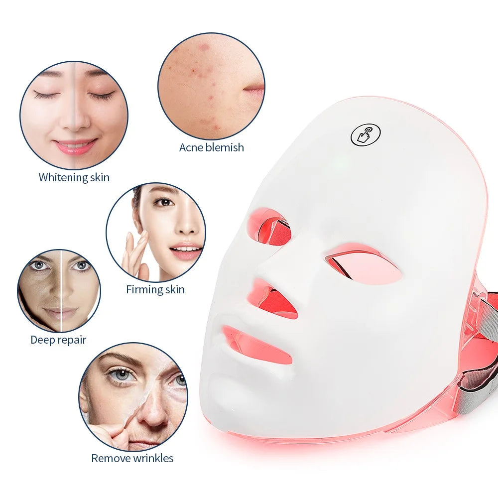 7-Color LED Light Therapy Mask — Face & Neck Anti-Aging Treatment