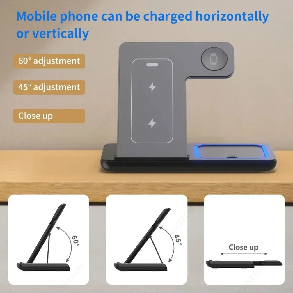 3-in-1 Wireless Charging Station — Phone, Watch & Earbuds