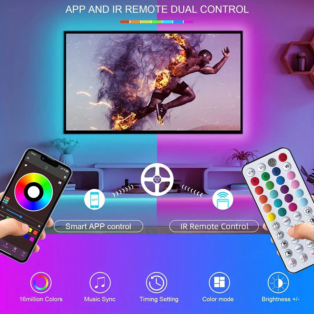 RGB LED Strip Lights — Music Sync & App Control