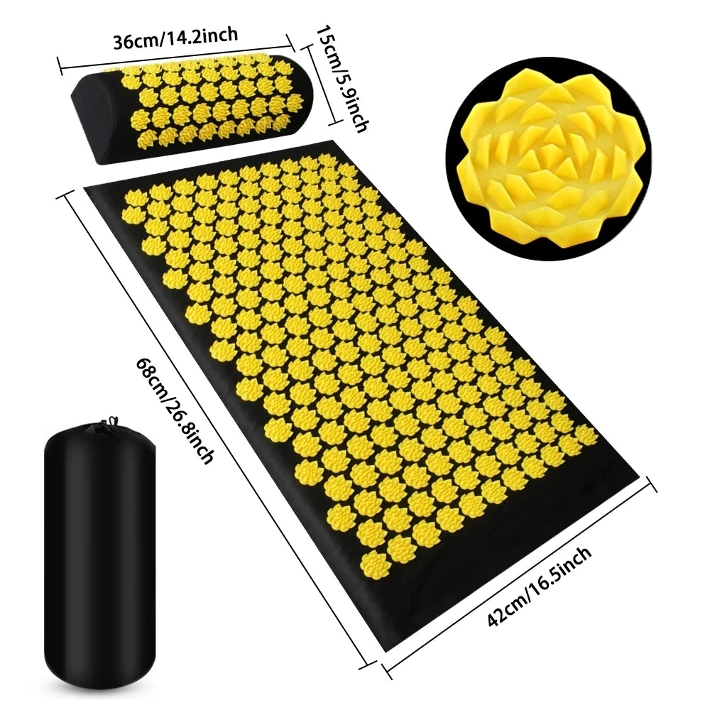 Acupressure Mat & Pillow Set – Back & Neck Pain Relief, Stress & Muscle Recovery (3-Piece)