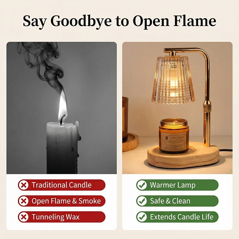 Luxury Glass Candle Warmer Lamp — Dimmable with Timer
